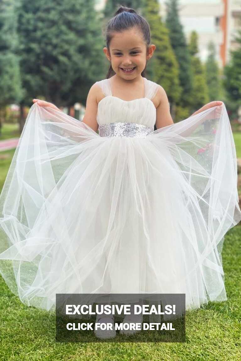 Asortik Kids Girl&#39;s White Evening Dress Evening Gown Wedding Dress ...