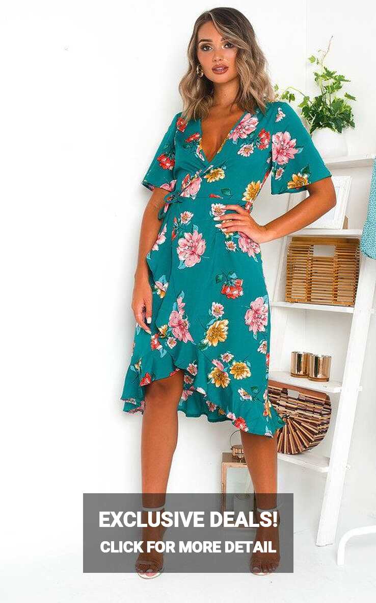 Athena Floral Chiffon Wrap Dress at ikrush