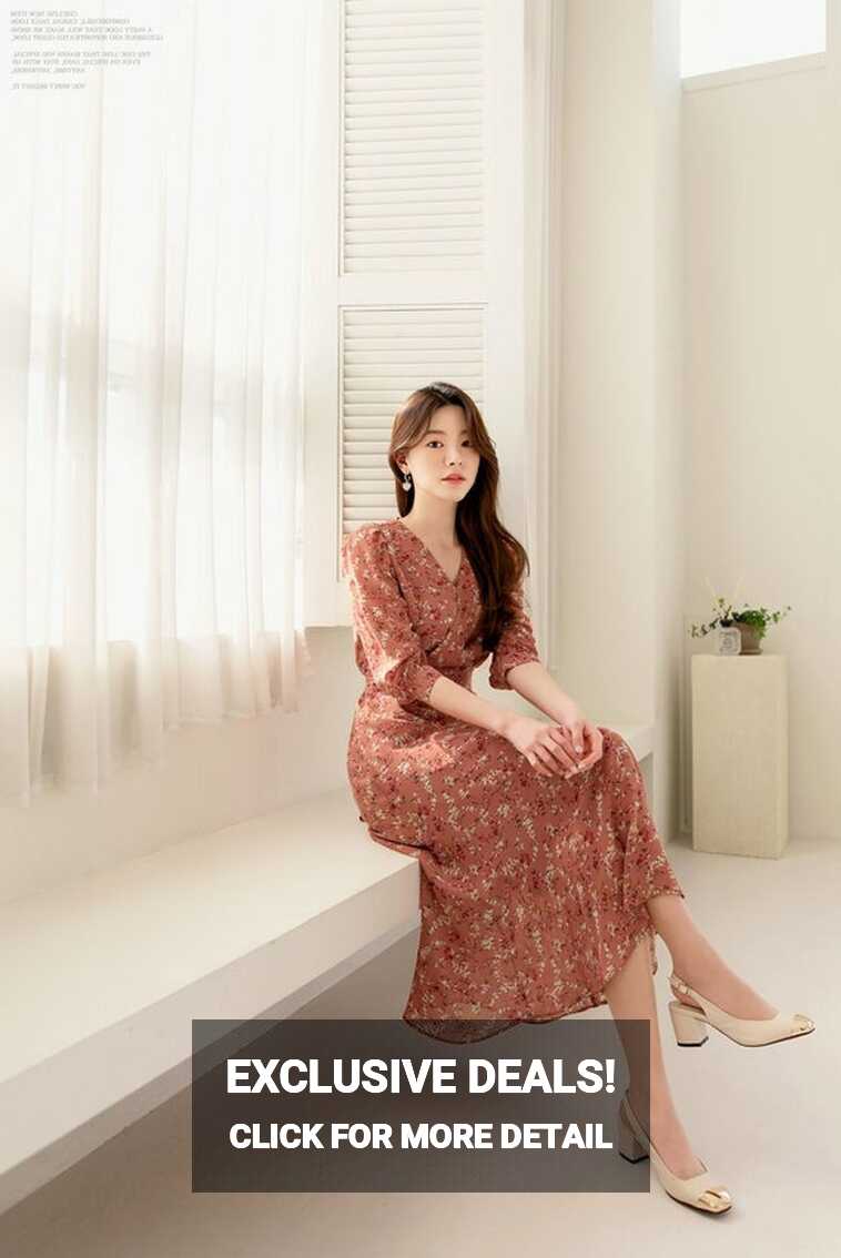 Autumn Floral Long Mini Dress Korean Style Plus Size Dress CLD0052 ...