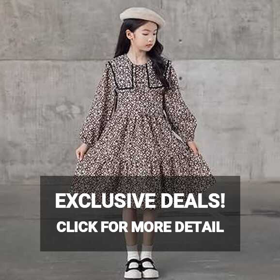 BABY&amp;KIDS - Teenage Girls Floral Dress Autumn Winter Long Sleeve ...