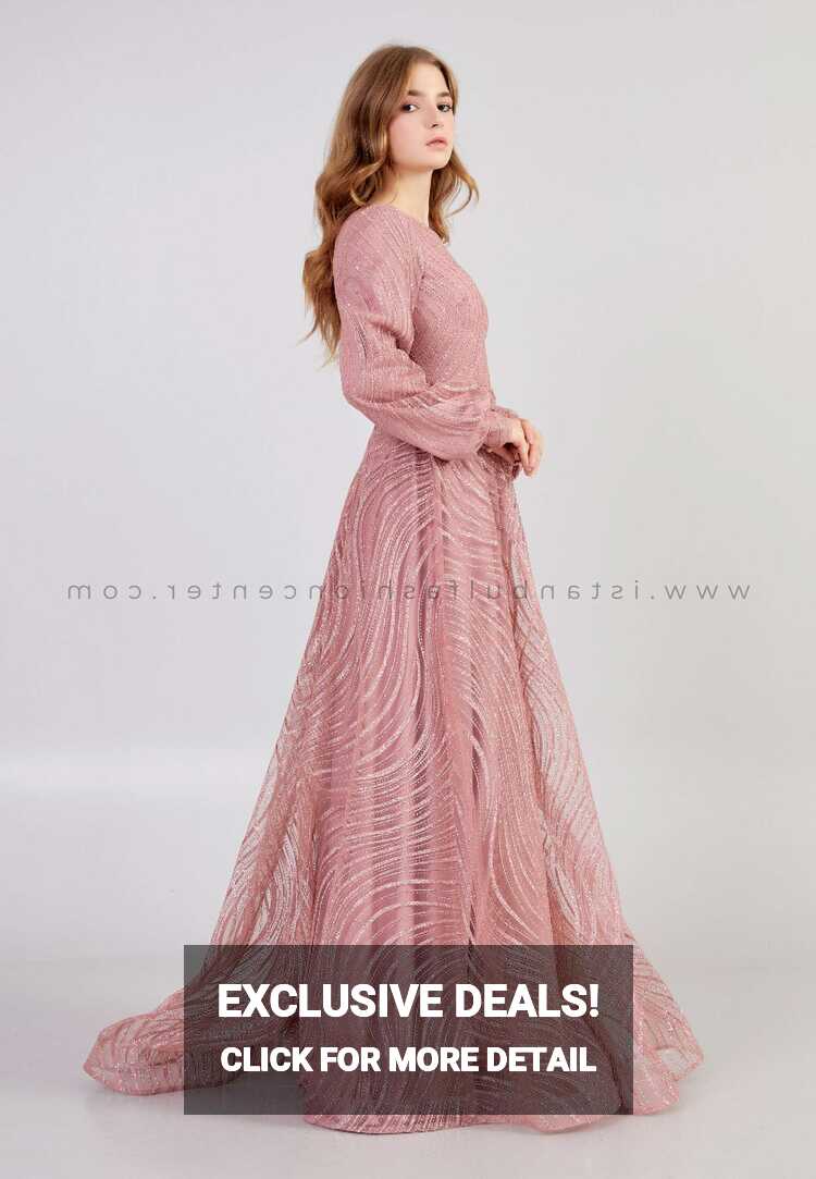 BELLAMARE FASHION Long Sleeve Maxi Tulle A - Line Regular Pink ...