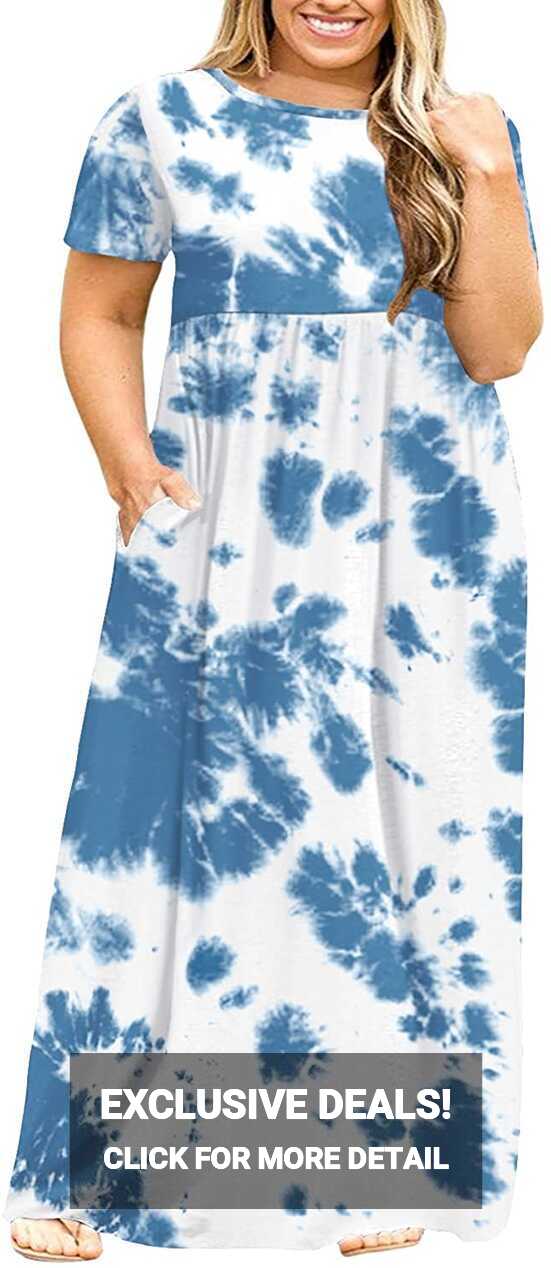 BISHUIGE Women Summer L-6X Plus Size Maxi Dress Long Dresses with ...