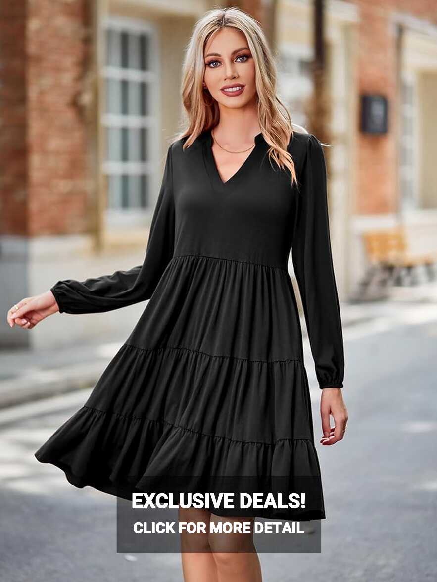 BIUBIU Women&#39;s 2023 Casual Fall Dress Long Sleeve Flowy Tiered ...