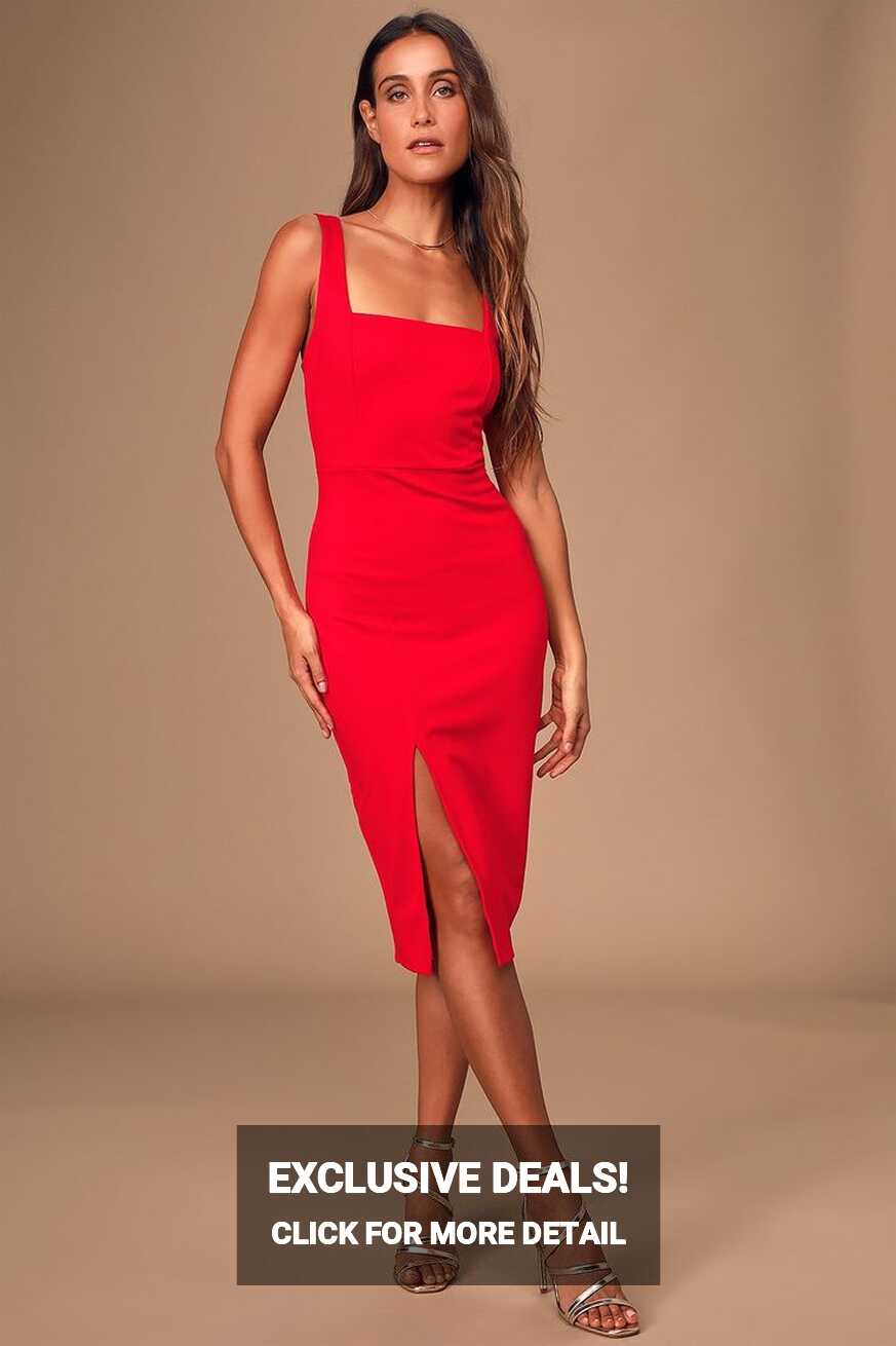 Baby, You&#39;re The One Red Sleeveless Bodycon Midi Dress | Midi ...