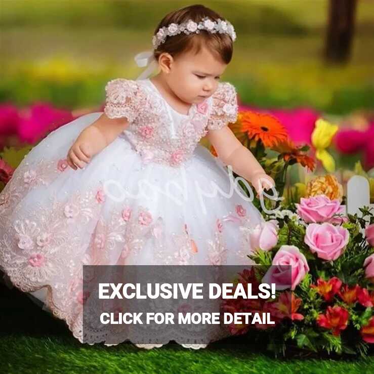 Baby Girl Birthday Dress Lace Pearls Infant Tutu Dress Princess ...