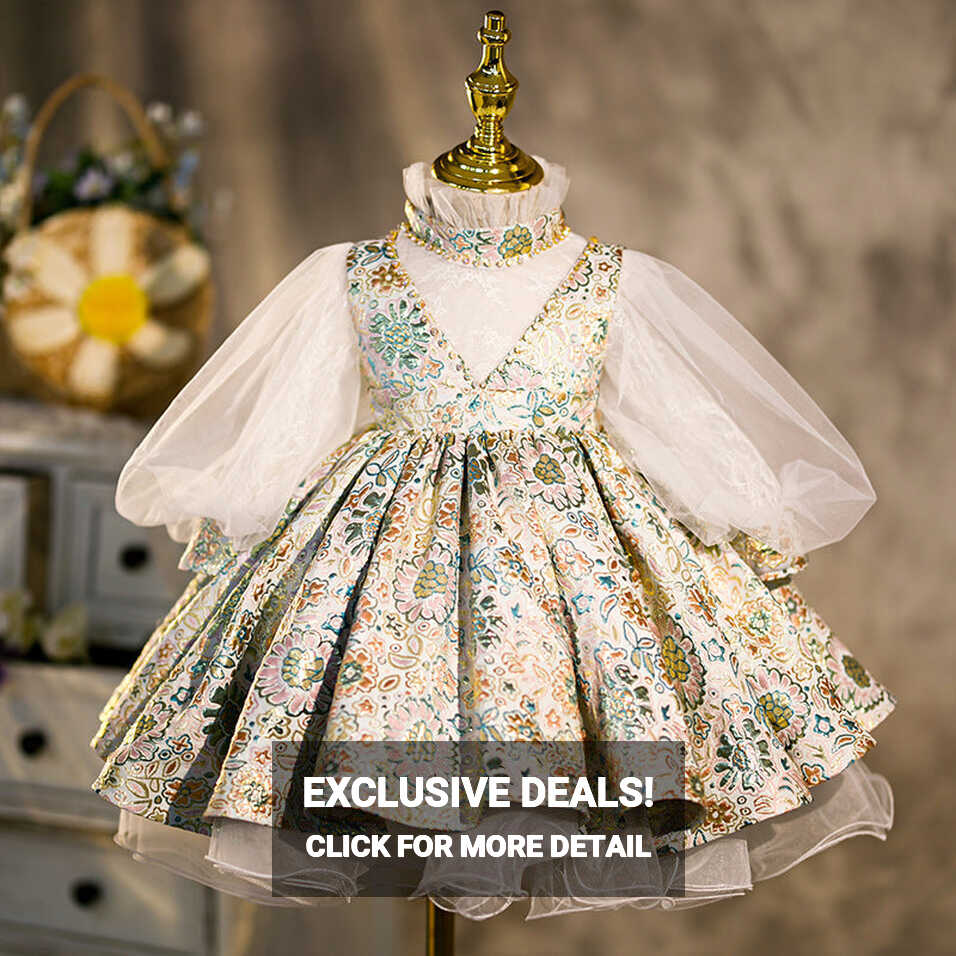 Baby Girl Birthday Party Dress Long Sleeve Flower Girl Dress ...