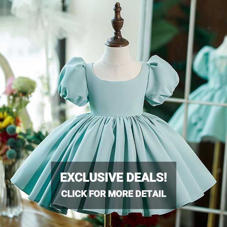 Baby Girl Birthday Party Dress Toddler Summer Puff Sleeves Wedding ...