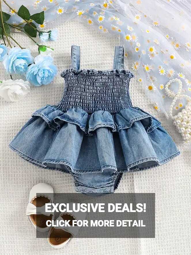 Baby Girl Denim Dress - Temu Canada