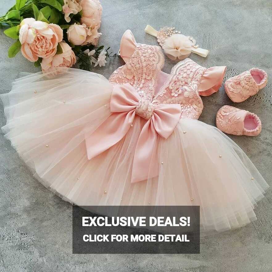 Baby Girl Dress Cute Bow Newborn Princess Dresses For Baby 1 Year ...