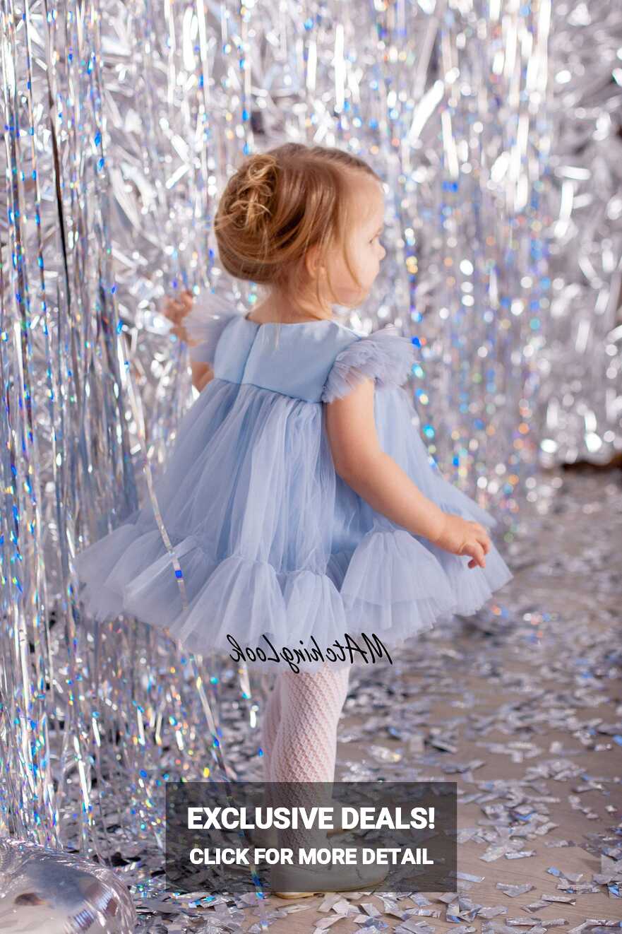 Baby Girl Dress For Special Occasion in baby blue color