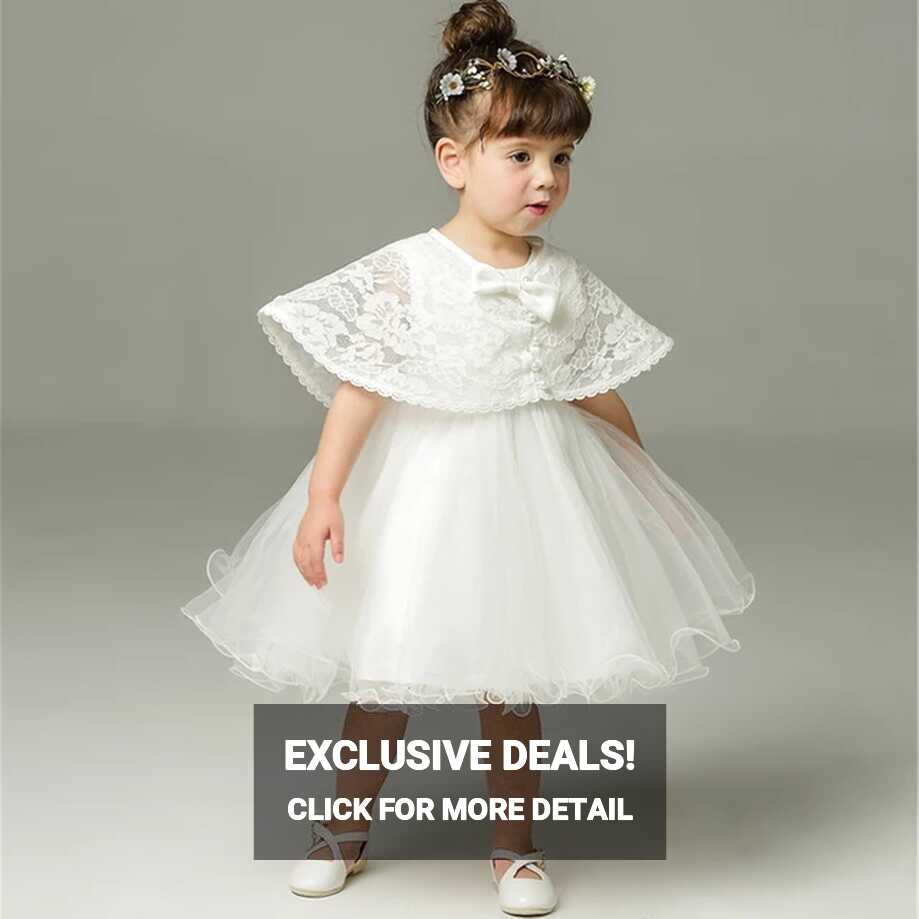 Baby Girl Wedding Dress with Cape Lace Baby Baptism Dresses for ...