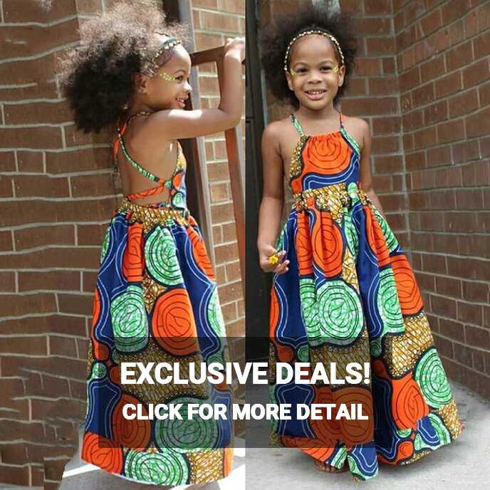 Baby Girls African Dress 3D Dress Kids Suspenders African Print ...