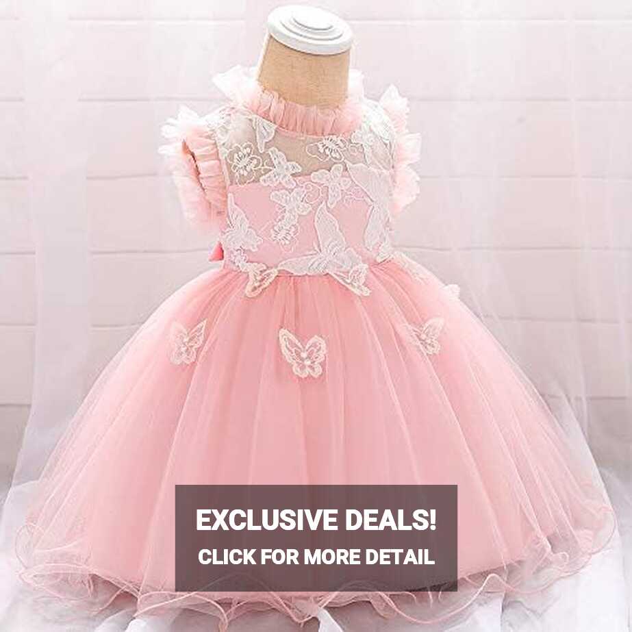 Baby Girls Birthday Dress Infant Ruffled Butterfly Embroidered ...