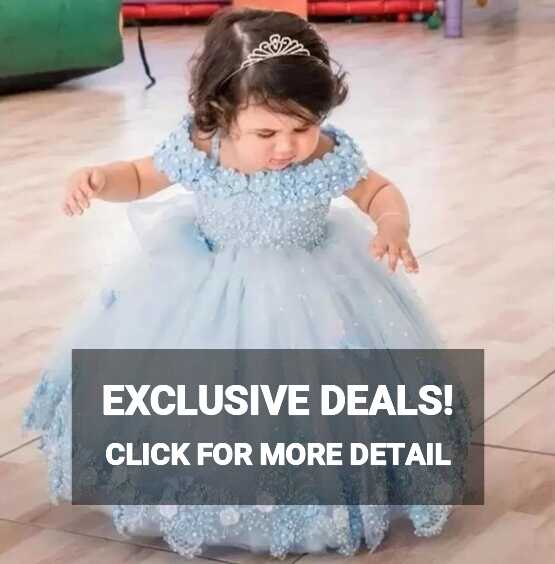 Baby Girls Dresses Off Shoulder Pearls Lace Butterflies Flower ...