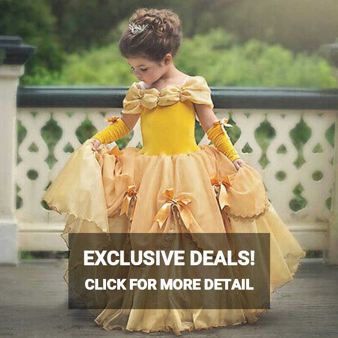 Baby Girls Kids Princess Dress Belle Cosplay Fancy Dress Up Outfit ...