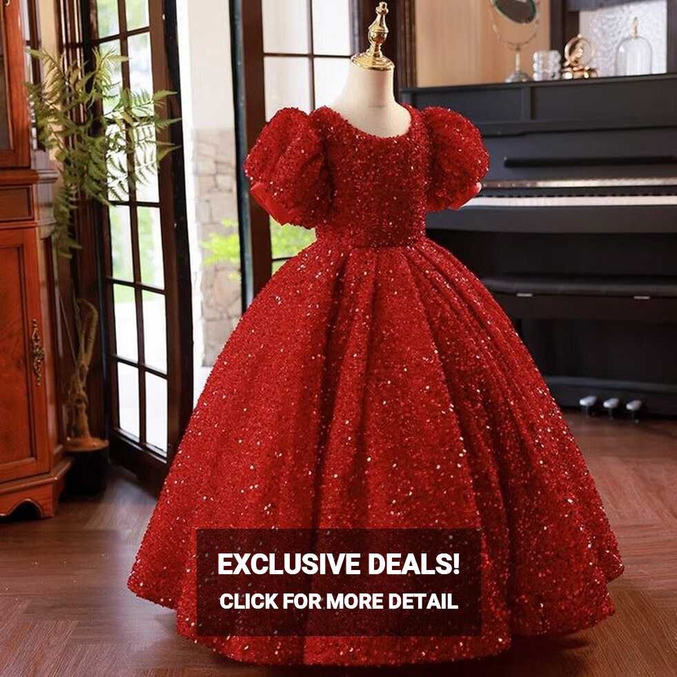 Baby Girls New Year Red Princess Dress Toddler Birthday Ball Gown