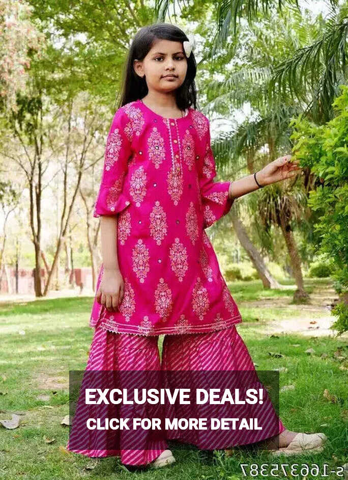 Baby Girls Stylish Eid Pink Kurta Palazzo comfortable Top palazzos ...