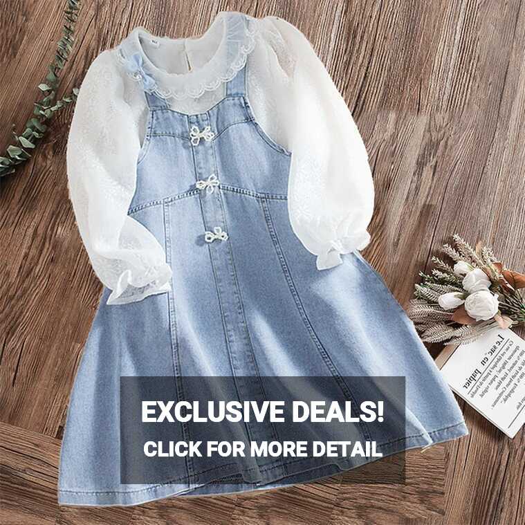 Baby Kids Denim Dresses for Girls Clothes Autumn School Shrit ...