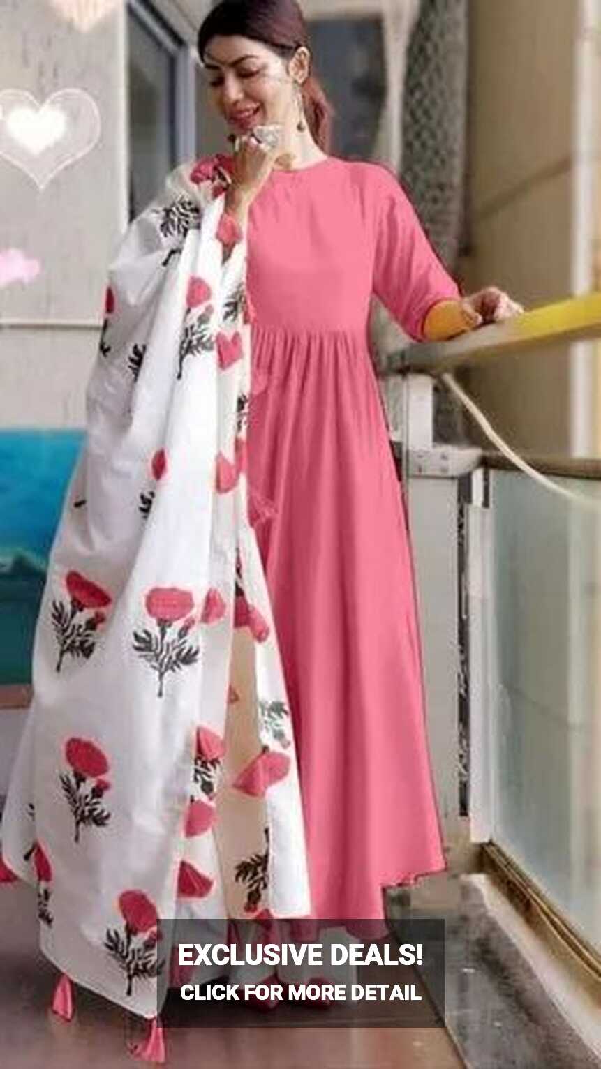 Baby Pink Reyon Beautiful Kurti Palazzo Set With Dupatta at Rs 895 ...