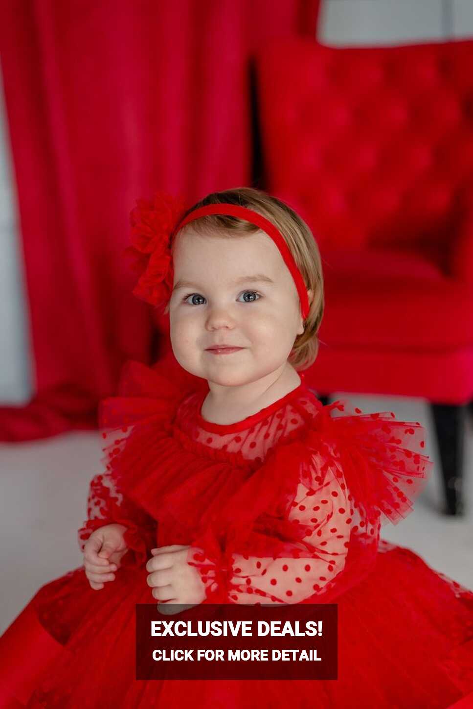 Baby first birthday dress, toddler red dress, baby flower girl ...