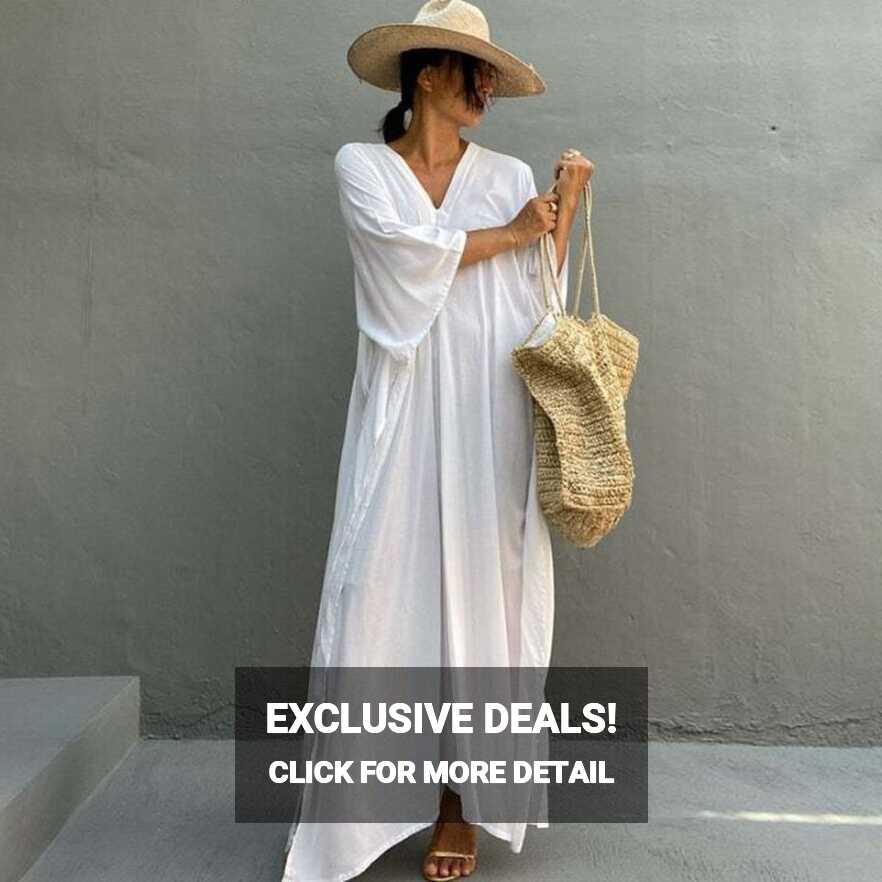 Back To Simple Maxi Dress Flowing Summer Long Kaftan Solid Color ...