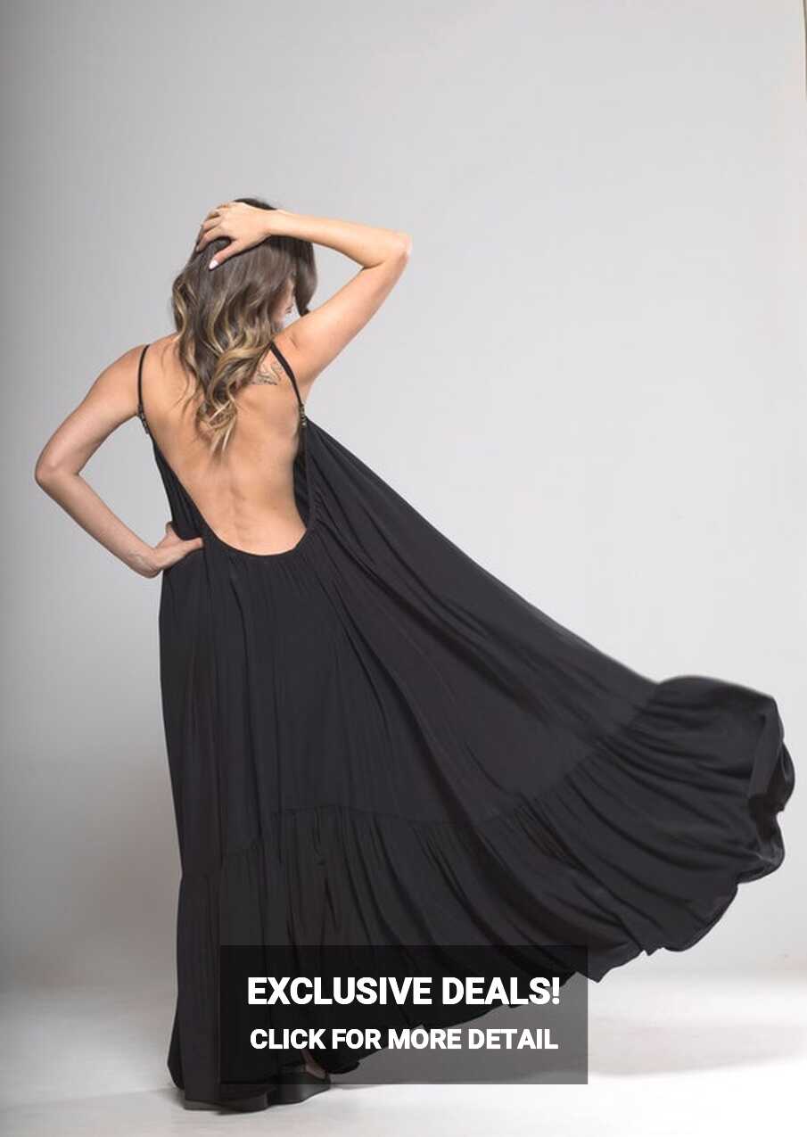 Backless Dress, Open Back Dress, Black Maxi Dress, Low Back Dress ...