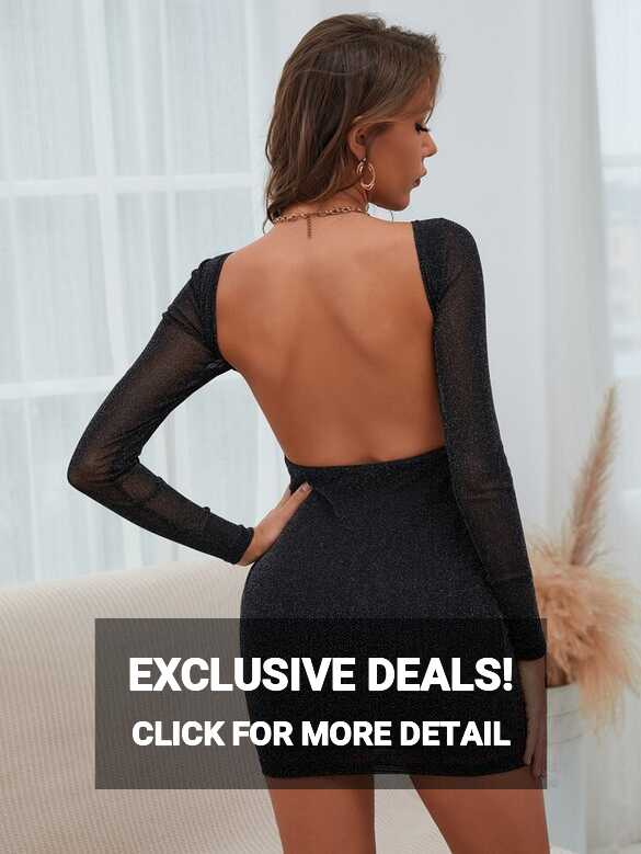 Backless Glitter Bodycon Dress | SHEIN USA