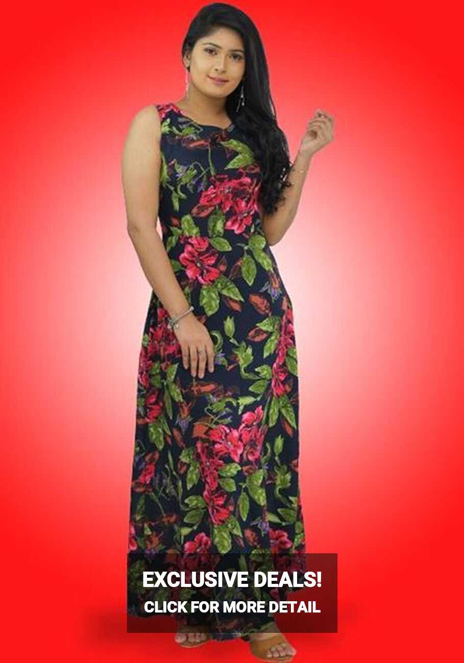 Backside Designed Round Necked Sleeveless Maxi Dress-SunMart Lanka