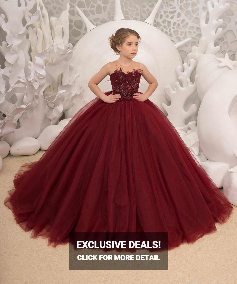 Ball Gown Dark Burgundy Kids Prom Dress BDCHK182