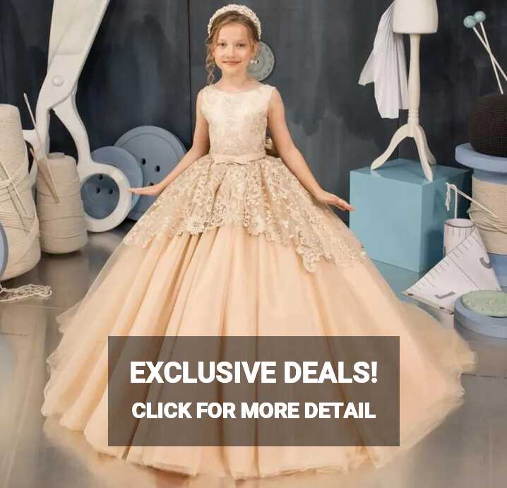 Ball Gown Flower Girl Dress Ivory Lace Teen Toddler Birthday ...