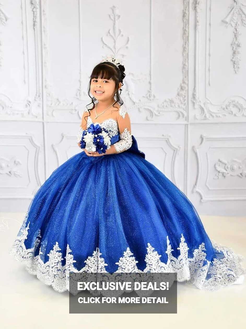 Ball Gown Flower Girl Dresses Lace Applique Princess Kids Birthday ...