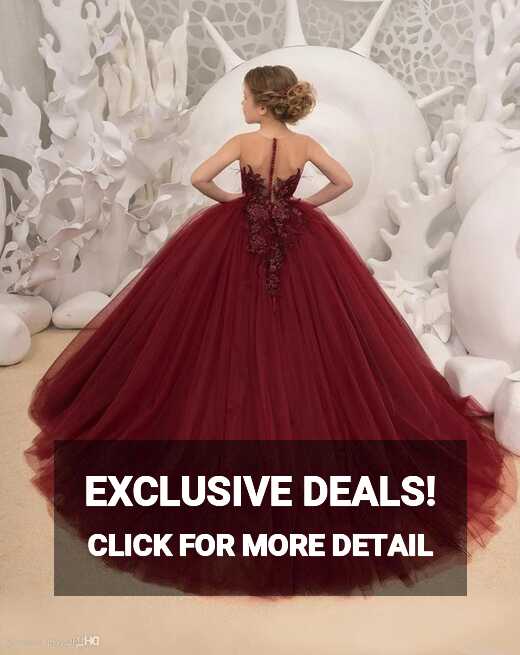 Ball Gown Kids Dark Burgundy Pageant Dress Special Ocassion ...