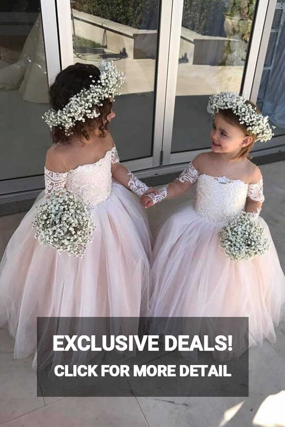 Ball Gown Long Sleeves Pink Long Flower Girl Dress – Dreamdressy