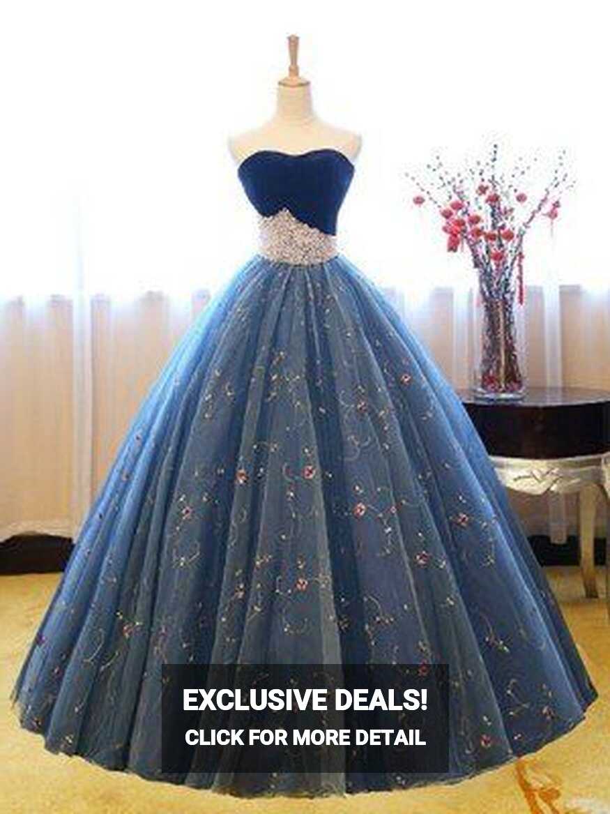 Ball Gown Sleeveless Sweetheart Floor-Length Beading Net Dresses ...