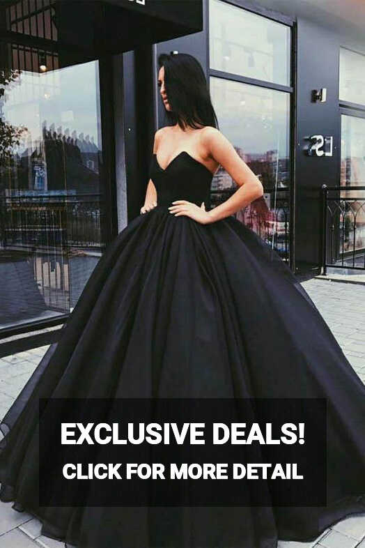 Ball Gown Sweetheart Black Satin Puffy Prom Dress JTA7361