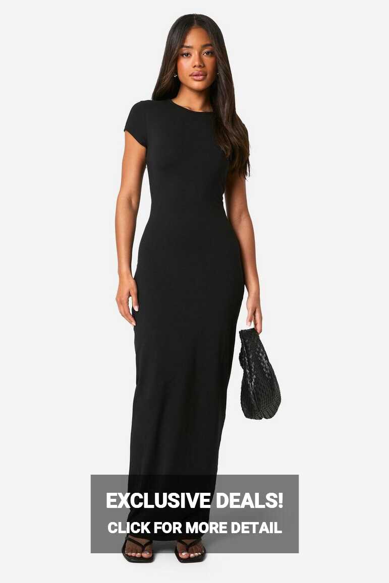 Basic Cotton Crew Neck Bodycon Maxi Dress | boohoo DK