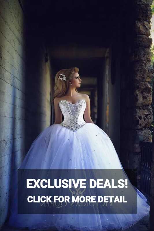 Beaded Strapless Corset Tulle Princess Wedding Ballgown - VQ