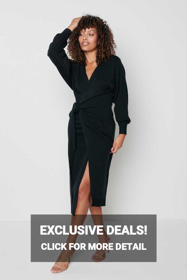 Beau Wrap Midi Dress - Black – Pretty Lavish