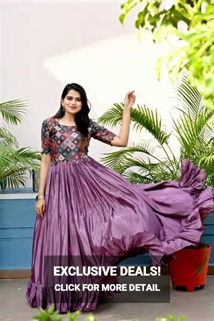 Beautiful Designer Dark Purple Gown at Rs 2069 | Ladies Gown | ID ...