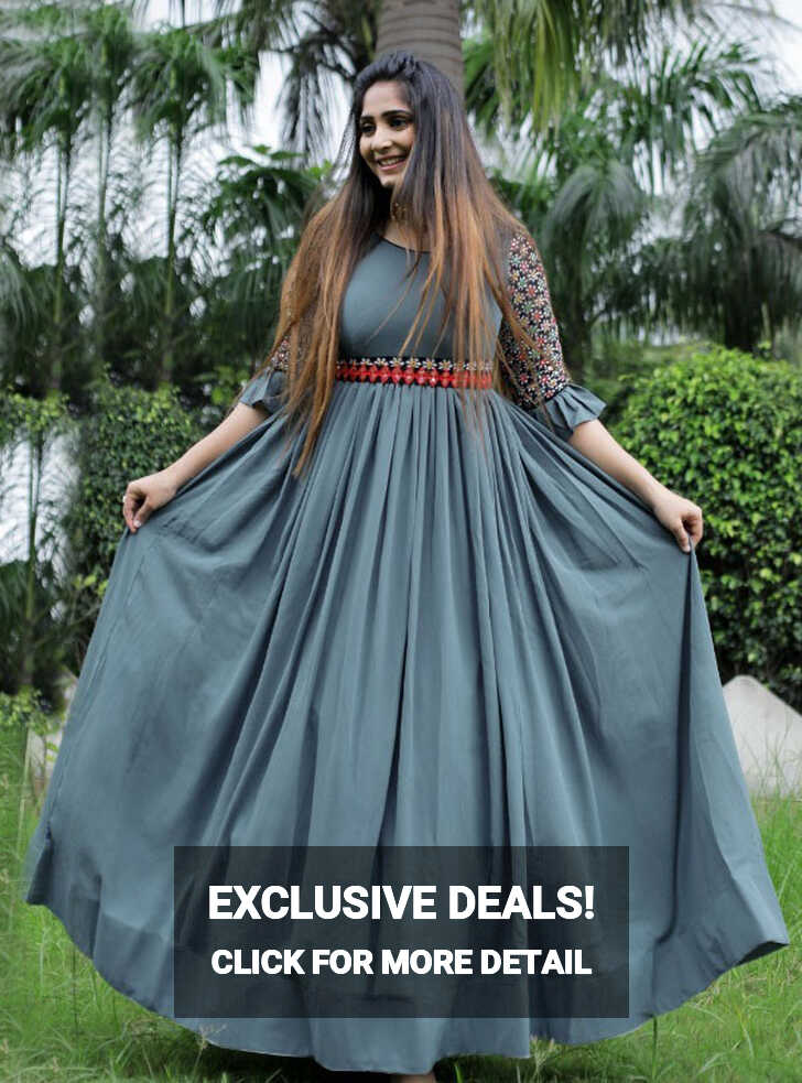 Beautiful Designer Party Wear Grey Gown | Latest Kurti Designs