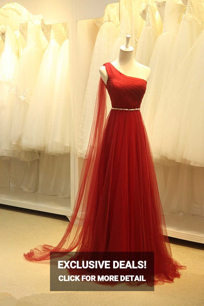 Beautiful Gauze Shoulder Long Simple Ball Gown 2015 Wine Red, Wine ...