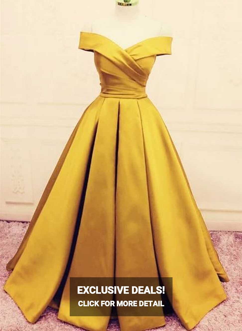 Beautiful Gold Satin A-line Lace-up Long Prom Dress, Party Dress M2364