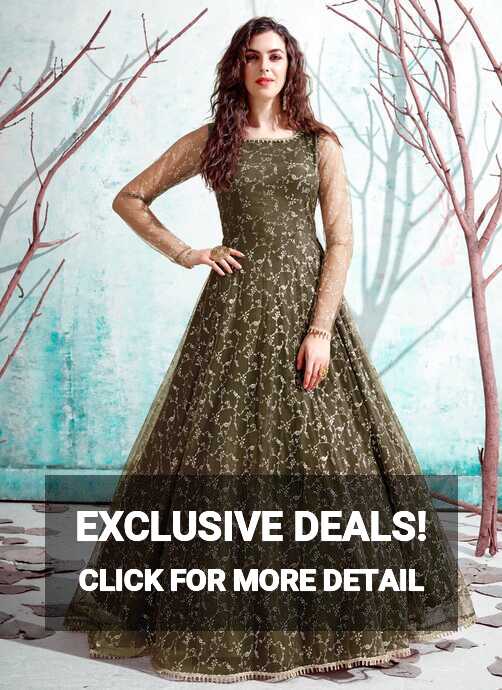 Beautiful Green Fancy Net Designer Gown -