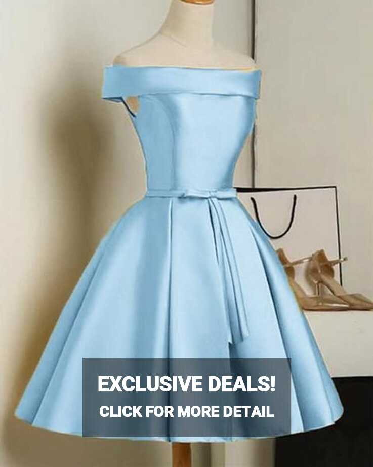 Beautiful Satin Off Shoulder Cute Party Dress with Lace-up, Knee ...