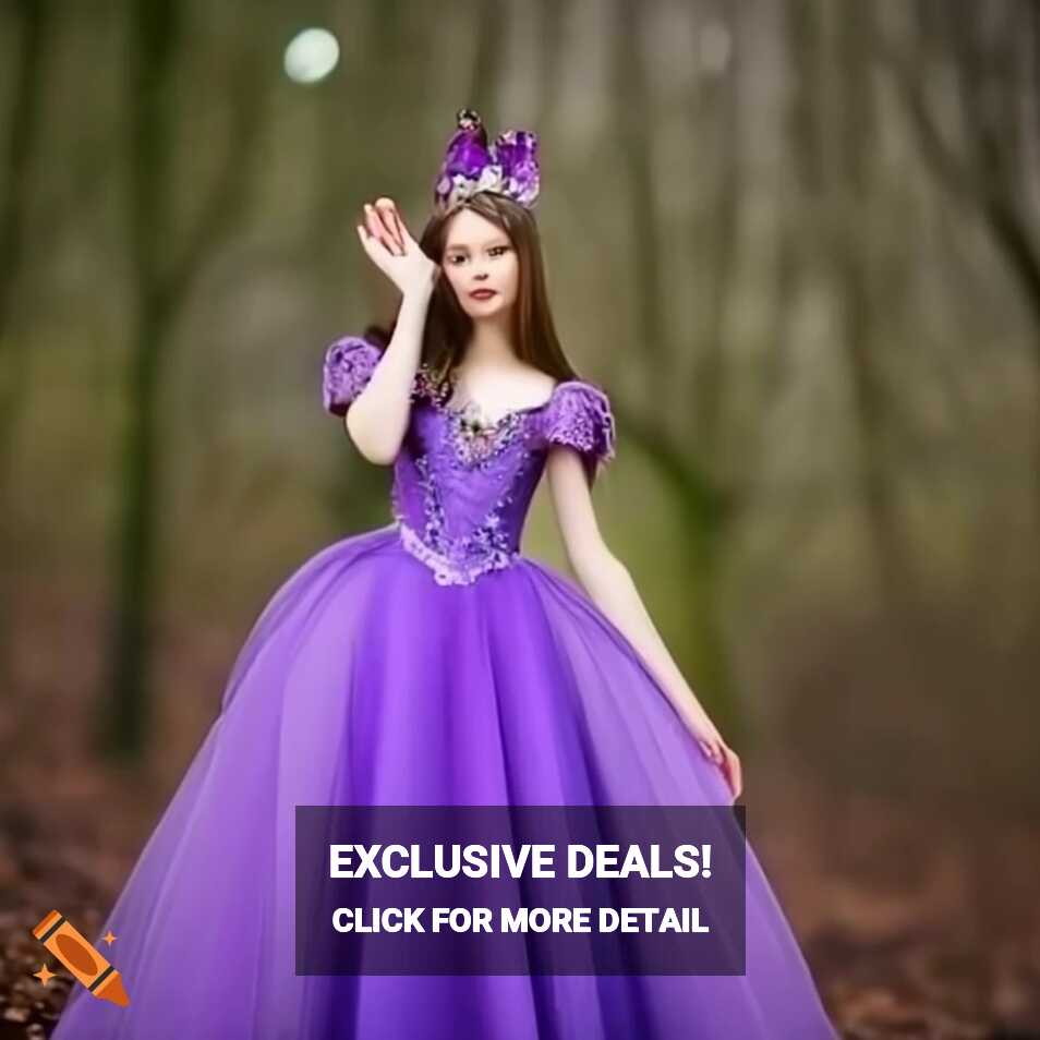 Beautiful magical princess in a purple dress on Craiyon