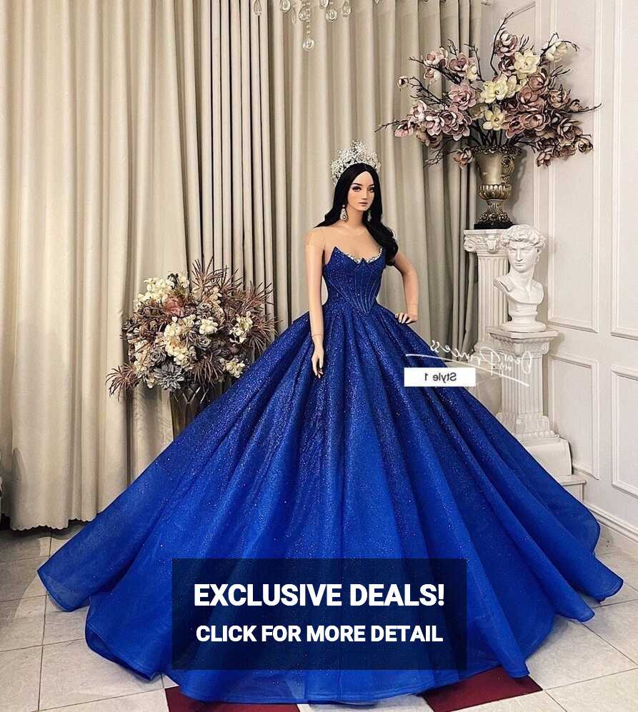 Beauty Pageant Queen Blue Cap Sleeves or off the Shoulder Ballgown ...