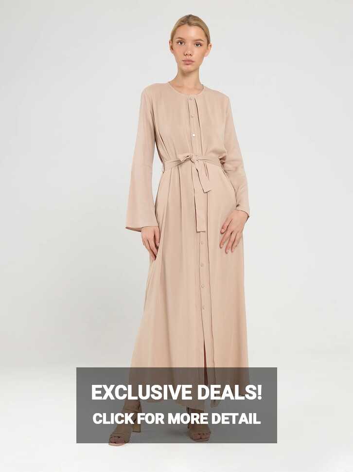 Beige Long Sleeve Maxi Dress- Long Sleeve Maxi Dress Casual ...