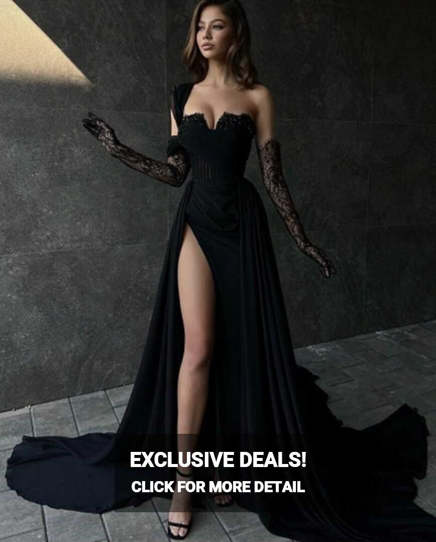 Black 2023 Prom Dresses Side Split Evening Dresses Elegant For ...