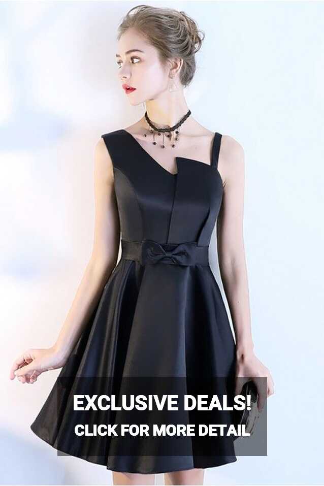 Black Aline Short Party Dress for Homecoming with Irregular Strap