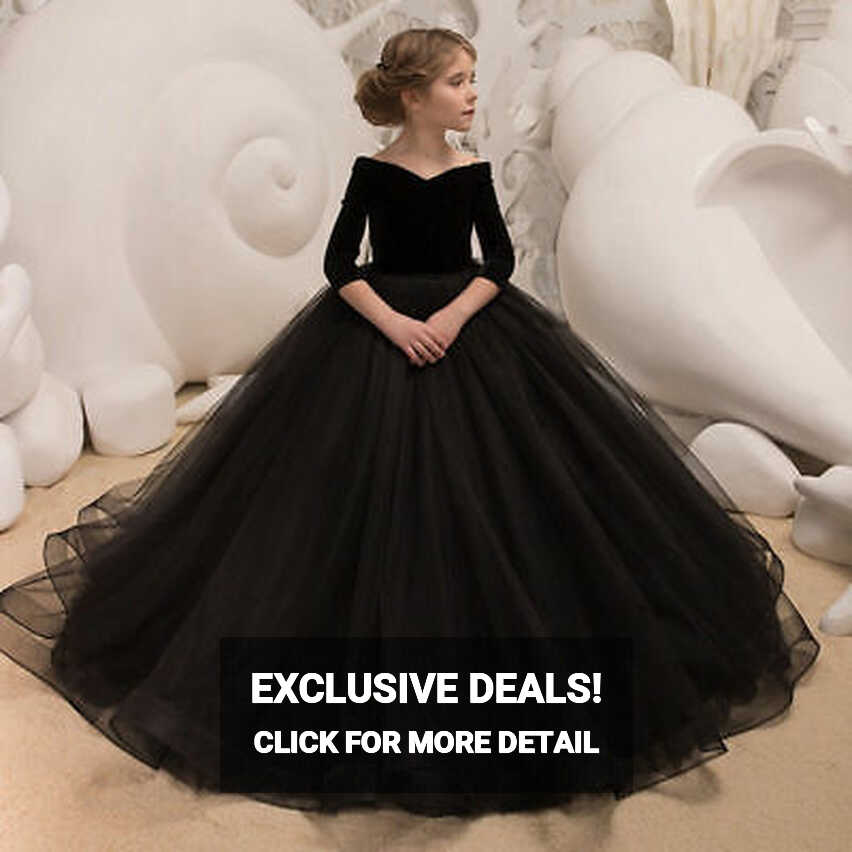 Black Ball Gown Flower Girl Dresses Little Girls Party Dress Black ...